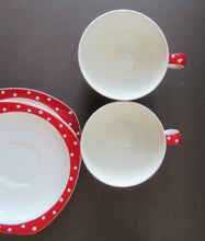 Load image into Gallery viewer, Red Domino Midwinter Coffee Cup and Saucer Side Plate 1950s Polka Dot
