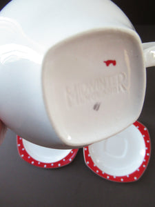 Red Domino Midwinter Coffee Cup and Saucer Side Plate 1950s Polka Dot