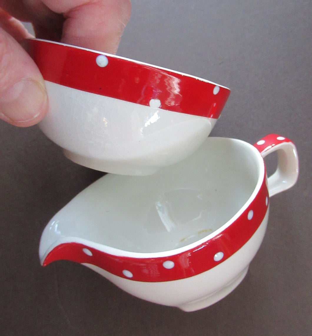 Red Domino Midwinter Lord Nelson Milk Jug and Sugar Bowl