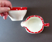 Load image into Gallery viewer, 1950s Red Domino Midwinter Stylecraft Milk Jug and Sugar Bowl
