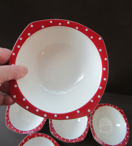 1950s Red Domino Stylecraft Pudding Bowls