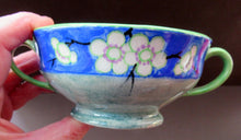 Load image into Gallery viewer, Mak Merry 1920s Scottish Pottery Bowl Blue with White Prunus Flowers
