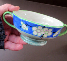 Load image into Gallery viewer, Mak Merry 1920s Scottish Pottery Bowl Blue with White Prunus Flowers
