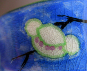 Mak Merry 1920s Scottish Pottery Bowl Blue with White Prunus Flowers