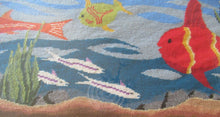 Load image into Gallery viewer, Quirky Vintage Textle Needlepoint 1970s Embroidery of Tropical Fish in an Aquarium
