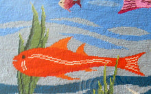 Load image into Gallery viewer, Quirky Vintage Textle Needlepoint 1970s Embroidery of Tropical Fish in an Aquarium
