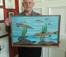 Load image into Gallery viewer, Large Vintage Needlepoint Artwork / Textile Featuring an Image of a British Freshwater Fish
