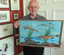 Load image into Gallery viewer, Large Vintage Needlepoint Artwork / Textile Featuring an Image of a British Freshwater Fish
