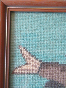 Large Vintage Needlepoint Artwork / Textile Featuring an Image of a British Freshwater Fish