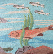 Load image into Gallery viewer, Large Vintage Needlepoint Artwork / Textile Featuring an Image of a British Freshwater Fish
