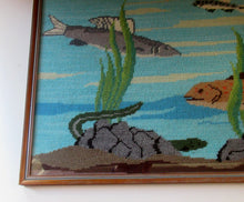 Load image into Gallery viewer, Large Vintage Needlepoint Artwork / Textile Featuring an Image of a British Freshwater Fish
