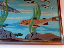 Load image into Gallery viewer, Large Vintage Needlepoint Artwork / Textile Featuring an Image of a British Freshwater Fish
