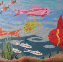 Load image into Gallery viewer, HUGE Vintage Needlepoint Artwork / Textile Featuring an Image of an Aquarium Full of Tropical Fish FRAMED
