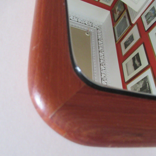 Vintage 1960s 1970s Teak Wall Mirror Clark Eaton Label Large