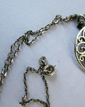 Load image into Gallery viewer, Stylish Vintage Scottish Silver Pendant with Opal Style Inclusion. 1980s Edinburgh Hallmark
