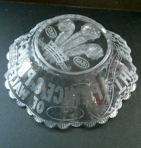 Edward VII Pressed Glass Bowl. British Royalty Silver Wedding 1880s