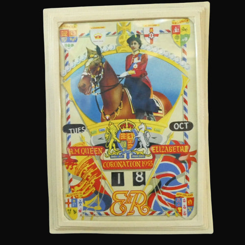 Vintage 1953 Queen Elizabeth II Coronation Perpetual Desk Calendar