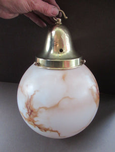 1930s Vintage Art Deco Pendant Glass Globe Shade. Marble Effect