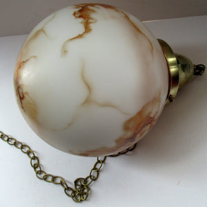 1930s Vintage Art Deco Pendant Glass Globe Shade. Marble Effect
