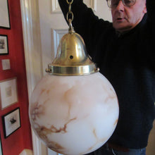 Load image into Gallery viewer, 1930s Vintage Art Deco Pendant Glass Globe Shade. Marble Effect
