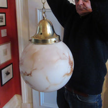 Load image into Gallery viewer, 1930s Vintage Art Deco Pendant Glass Globe Shade. Marble Effect
