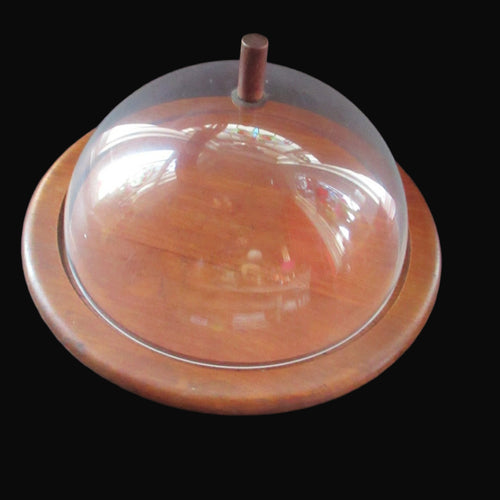 1960s Danish Digmed Lazy Susan Cheese Dome or Cake Plate