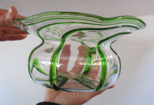 Load image into Gallery viewer, Victorian Art Glass Bowl Green Trails Stuart &amp; Sons Stourbridge
