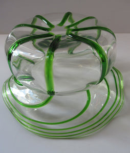 Victorian Art Glass Bowl Green Trails Stuart & Sons Stourbridge