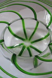 Victorian Art Glass Bowl Green Trails Stuart & Sons Stourbridge