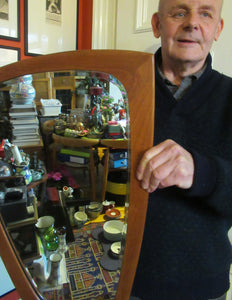 LARGE Vintage 1960s / 1970s DANISH TEAK Amorphic Shape Wall Mirror. Excellent Condition