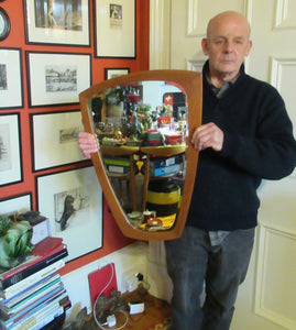 LARGE Vintage 1960s / 1970s DANISH TEAK Amorphic Shape Wall Mirror. Excellent Condition