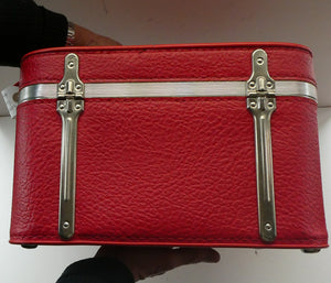 1960s Vintage Red Antler Vanity Case Make Up Box. Working Combination Lock