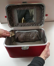 Load image into Gallery viewer, 1960s Vintage Red Antler Vanity Case Make Up Box. Working Combination Lock

