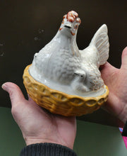 Load image into Gallery viewer, Victorian Staffordshire Pottery Chicken or Hen on a Nest 
