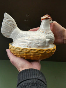 Victorian Staffordshire Pottery Chicken or Hen on a Nest 