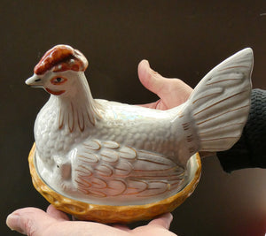 Victorian Staffordshire Pottery Chicken or Hen on a Nest 