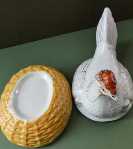 Victorian Staffordshire Pottery Chicken or Hen on a Nest 