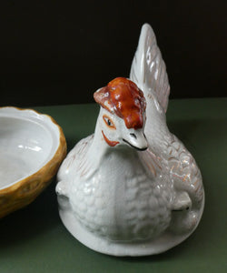 Victorian Staffordshire Pottery Chicken or Hen on a Nest 