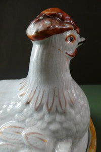 Victorian Staffordshire Pottery Chicken or Hen on a Nest 