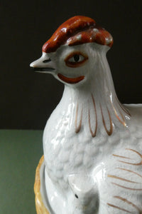 Victorian Staffordshire Pottery Chicken or Hen on a Nest 