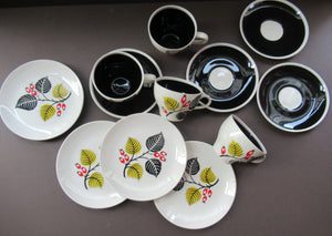 1950s Wade Red Berries Rosehip Pattern, Trio: Cup, Saucer and Side Plate