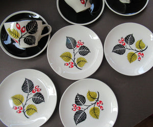 1950s Wade Red Berries Rosehip Pattern, Trio: Cup, Saucer and Side Plate