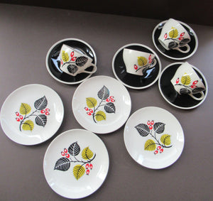 1950s Wade Red Berries Rosehip Pattern, Trio: Cup, Saucer and Side Plate