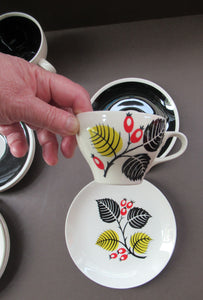1950s Wade Red Berries Rosehip Pattern, Trio: Cup, Saucer and Side Plate