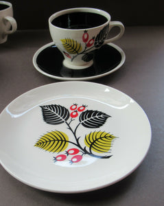 1950s Wade Red Berries Rosehip Pattern, Trio: Cup, Saucer and Side Plate
