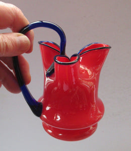 1930s Czech Red and Blue Tango Vase Jug by Franz Welz