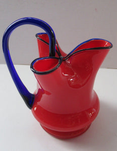 1930s Czech Red and Blue Tango Vase Jug by Franz Welz