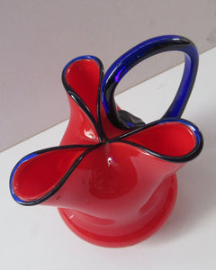 1930s Czech Red and Blue Tango Vase Jug by Franz Welz