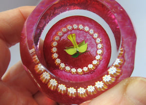 Caithness Glass Miniature Paperweight. Scottish Glass Daffodil