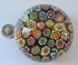 Vintage Made in Murano Label Close Pack Paperweight Millefiori Canes